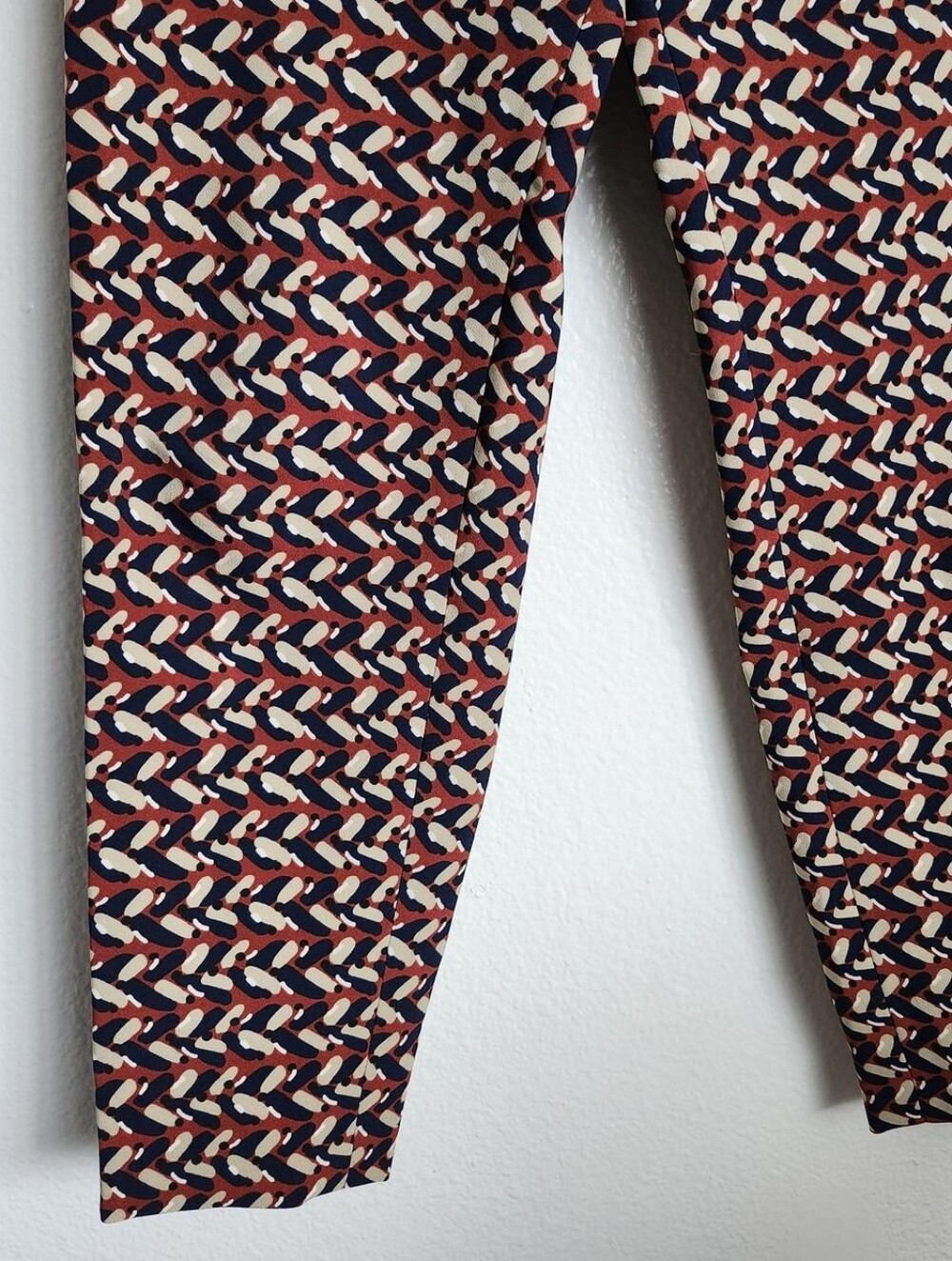 Zara Geometric Print Cigarette Pants Medium Retro Mod Ankle Pants - Picture 4 of 7